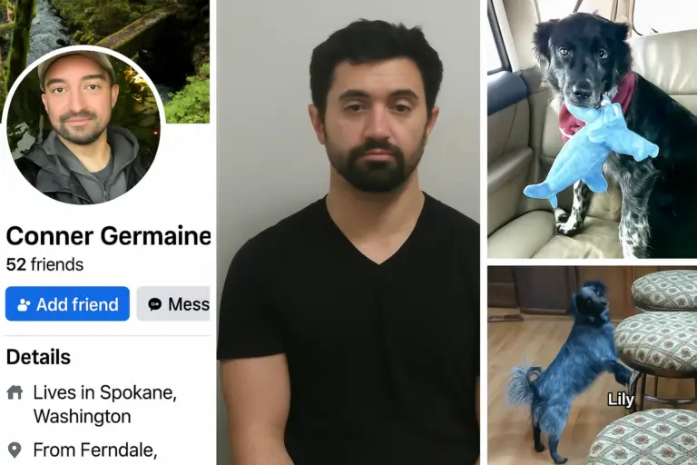 Collage of a social profile, portrait and animal case photographs
