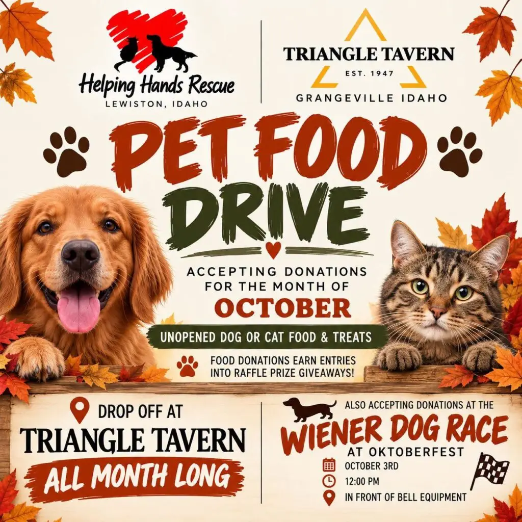 Helping Hands Rescue Pet Food Drive at Triangle Tavern event flyer